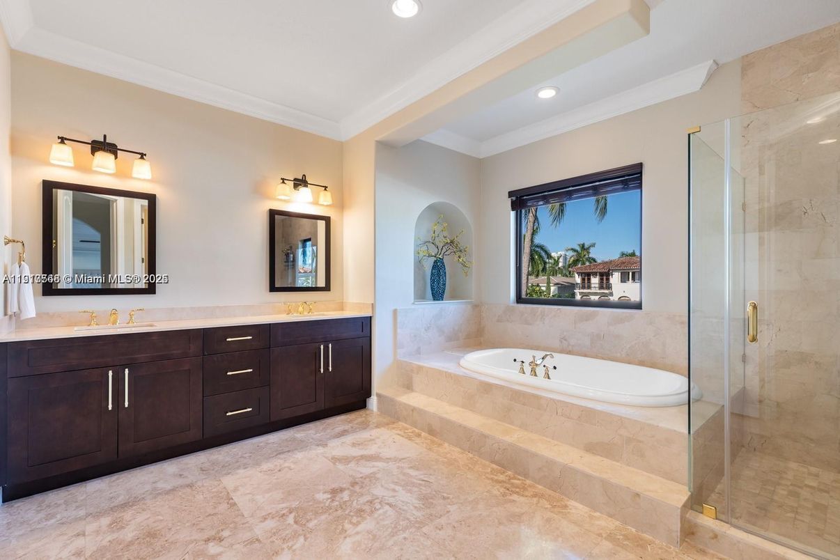 Bathroom, Dual Sink Vanities, Glass Shower, Interior, Recessed Lighting
