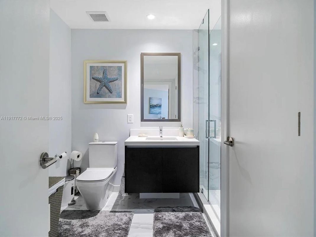 Bathroom, Glass Shower, Interior, Marble, Recessed Lighting