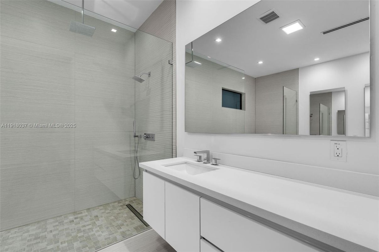 Bathroom, Glass Shower, Interior, Recessed Lighting