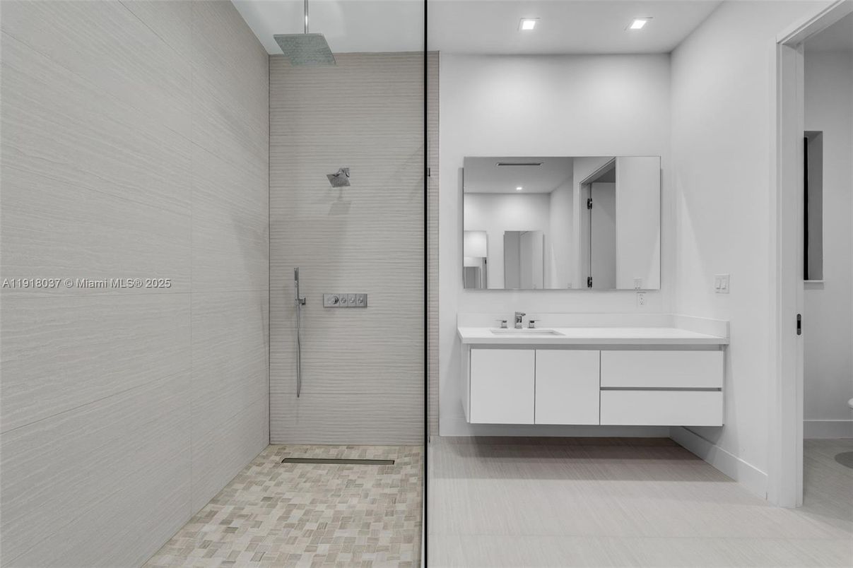 Bathroom, Dual Sink Vanities, Glass Shower, Interior, Recessed Lighting