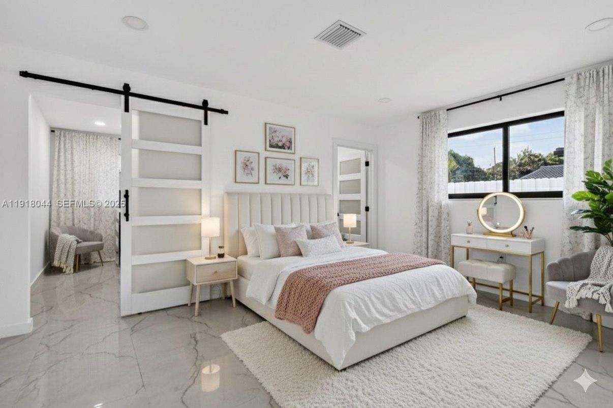 Bedroom, Interior, Marble, Recessed Lighting