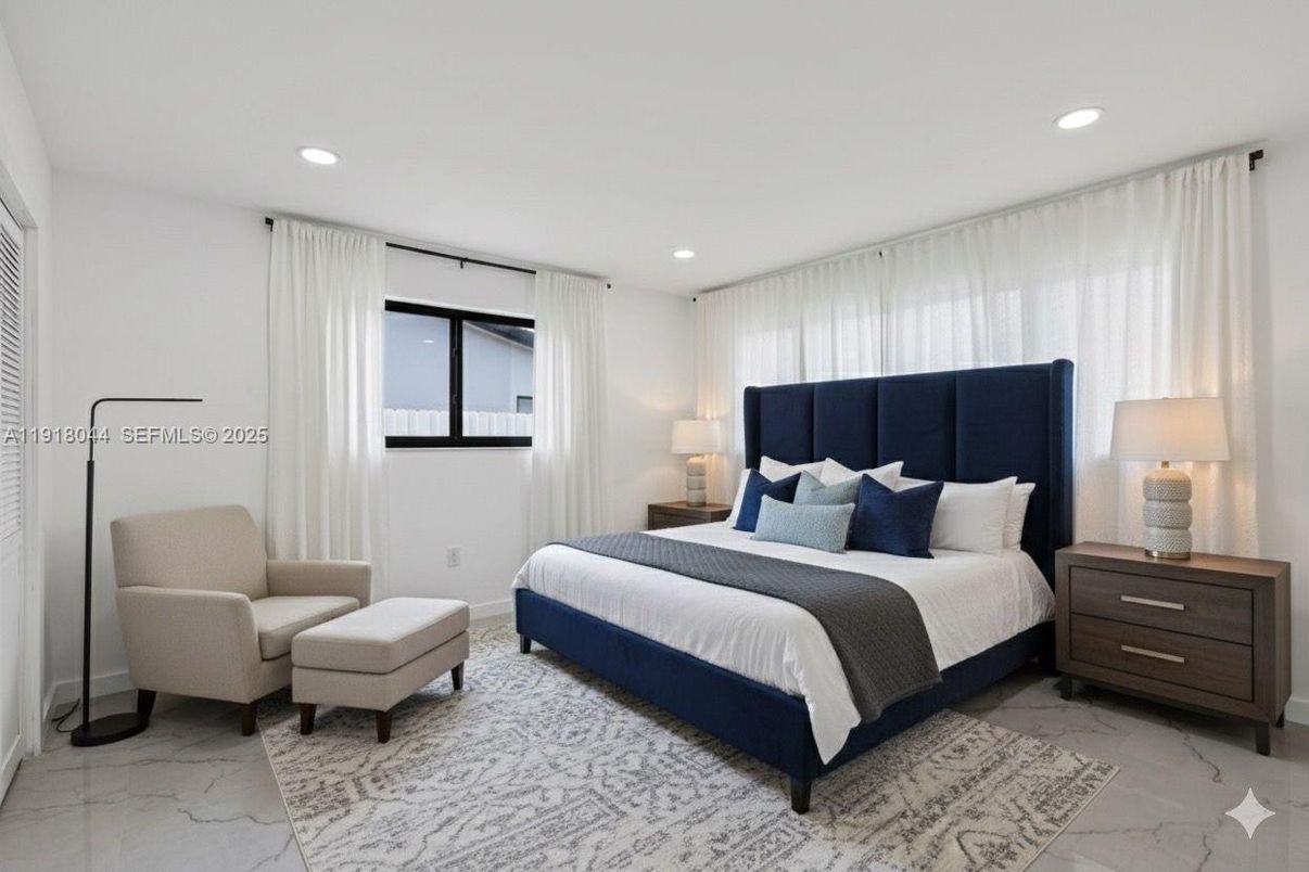 Bedroom, Interior, Marble, Recessed Lighting