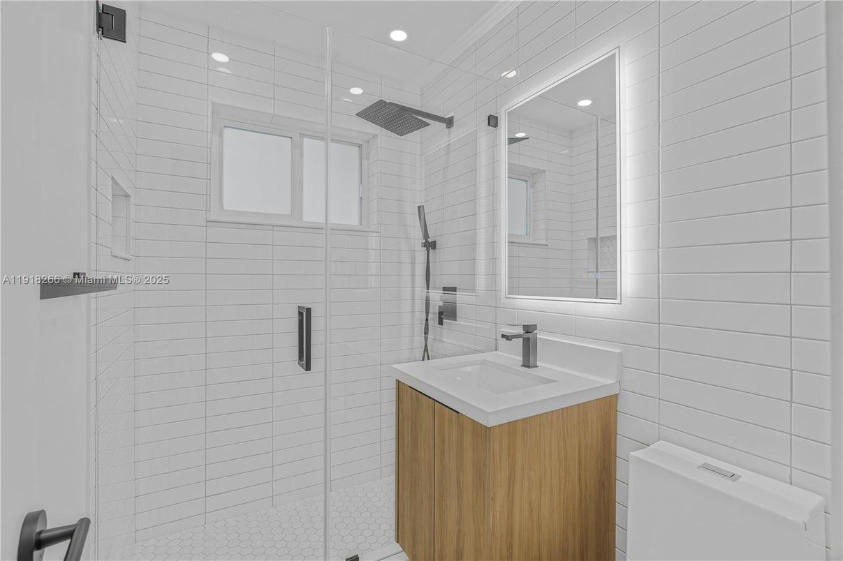 Bathroom, Glass Shower, Interior, Recessed Lighting