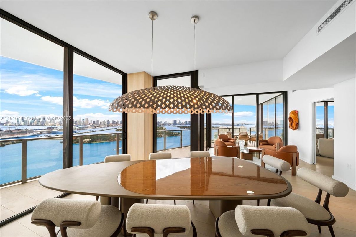 Dining room, Interior, Pendant Lights, Water