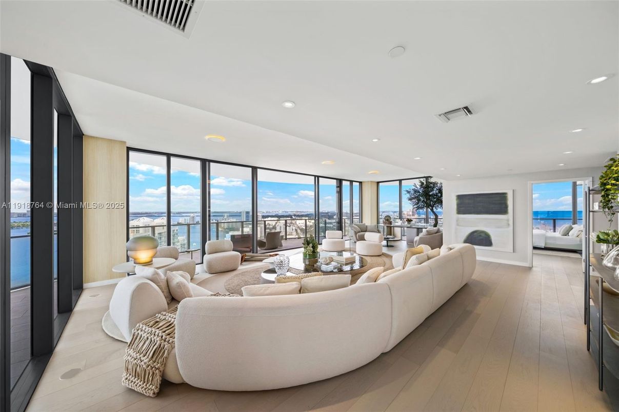 Fireplace, Interior, Living room, Recessed Lighting, Water, Wood Texture Flooring