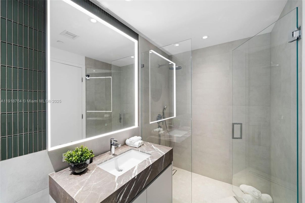 Bathroom, Glass Shower, Interior, Recessed Lighting