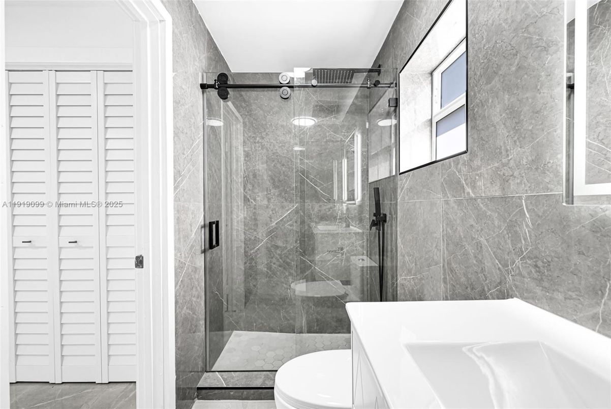 Bathroom, Glass Shower, Interior, Marble Walls