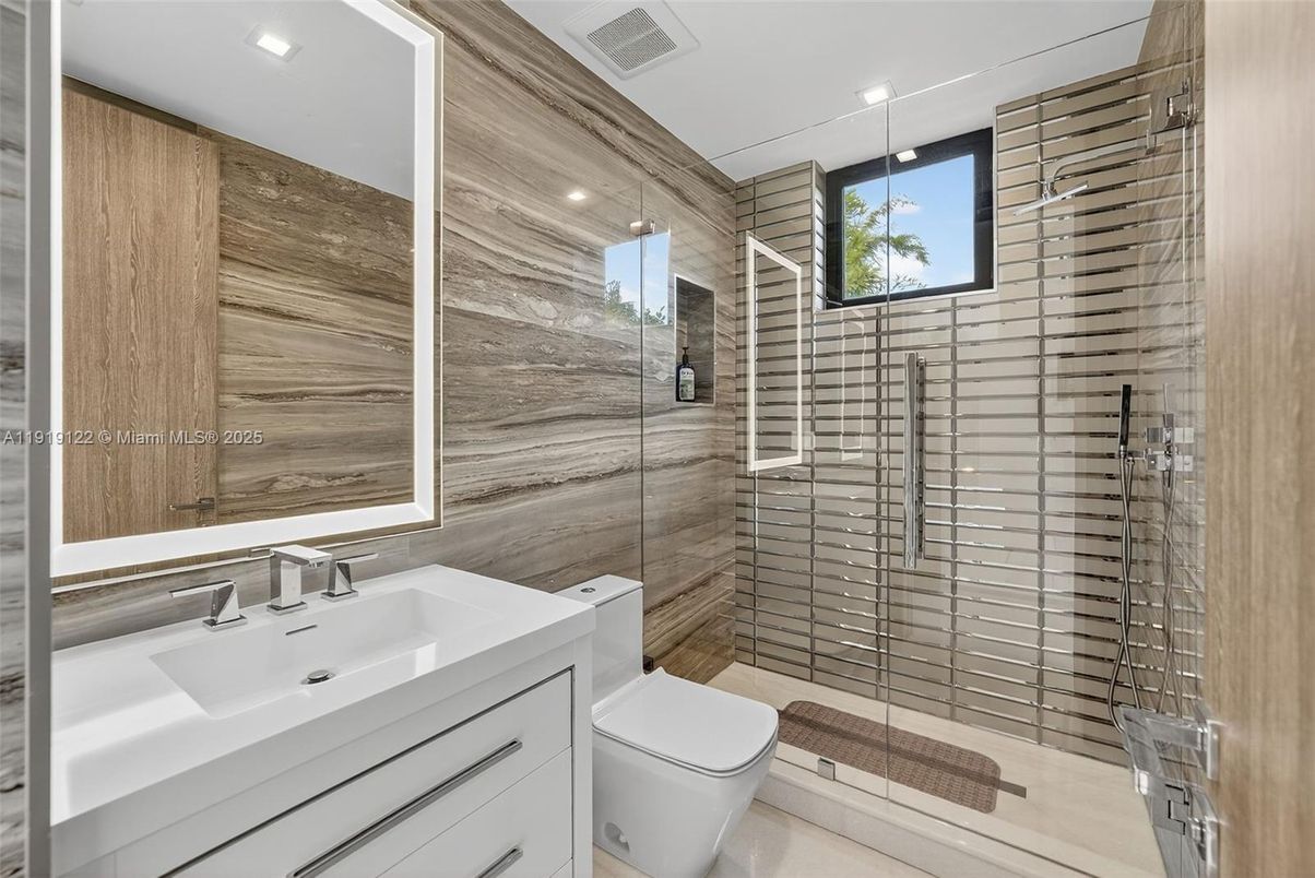 Bathroom, Glass Shower, Interior, Recessed Lighting