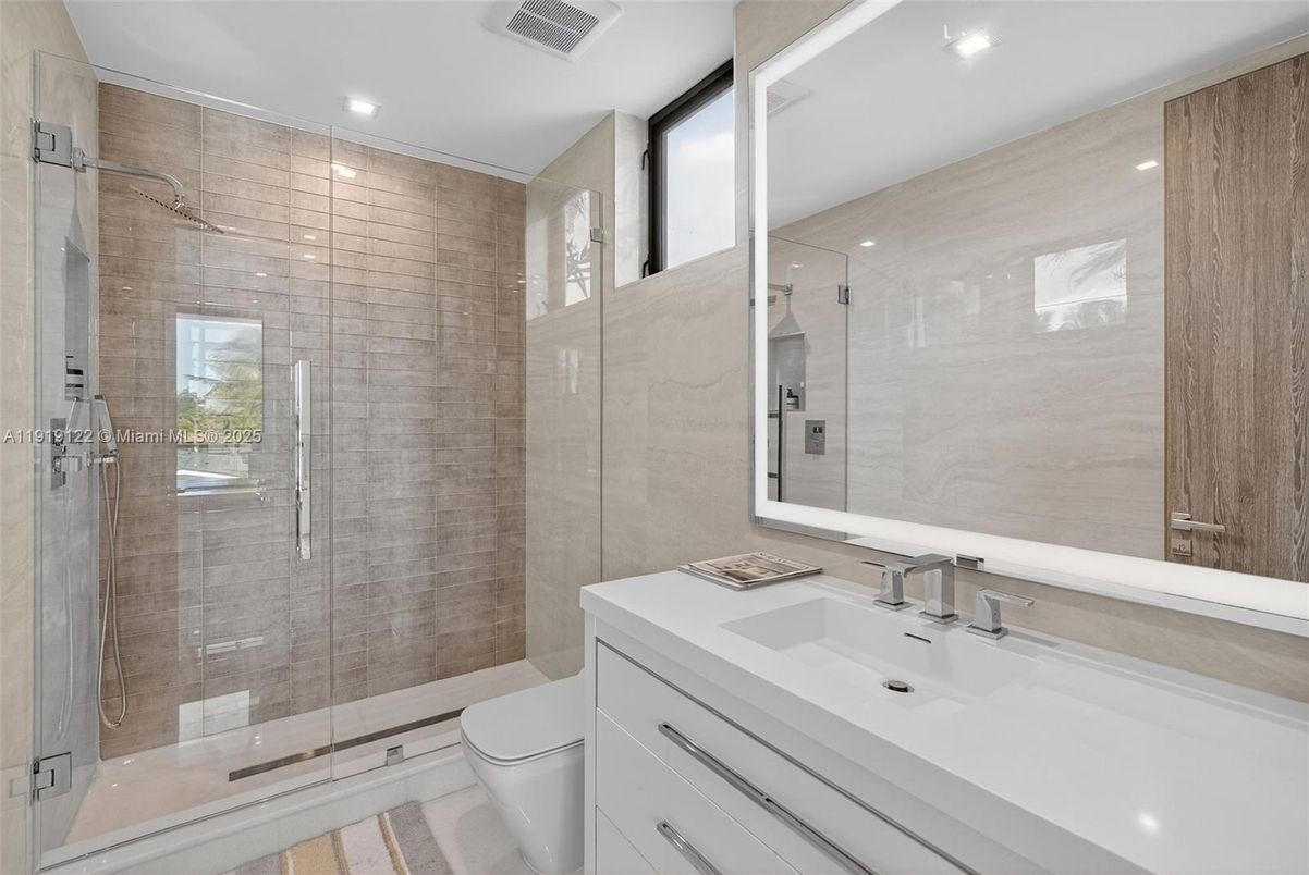 Bathroom, Glass Shower, Interior, Recessed Lighting