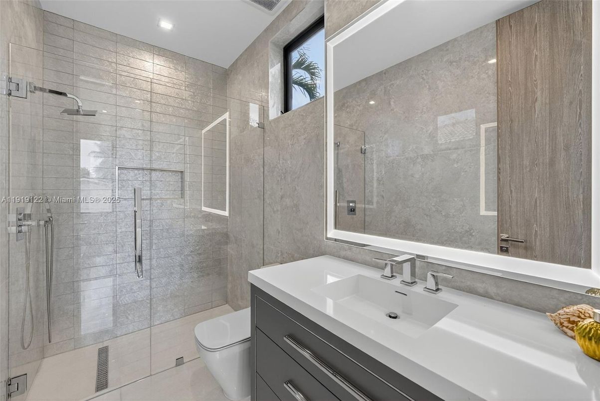 Bathroom, Glass Shower, Interior, Recessed Lighting