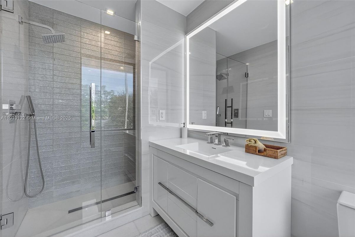 Bathroom, Glass Shower, Interior, Recessed Lighting