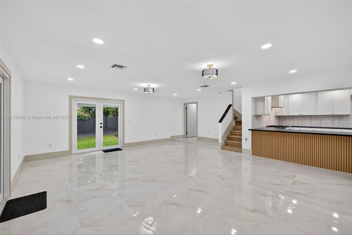 Empty room, Interior, Kitchen, Marble, Recessed Lighting