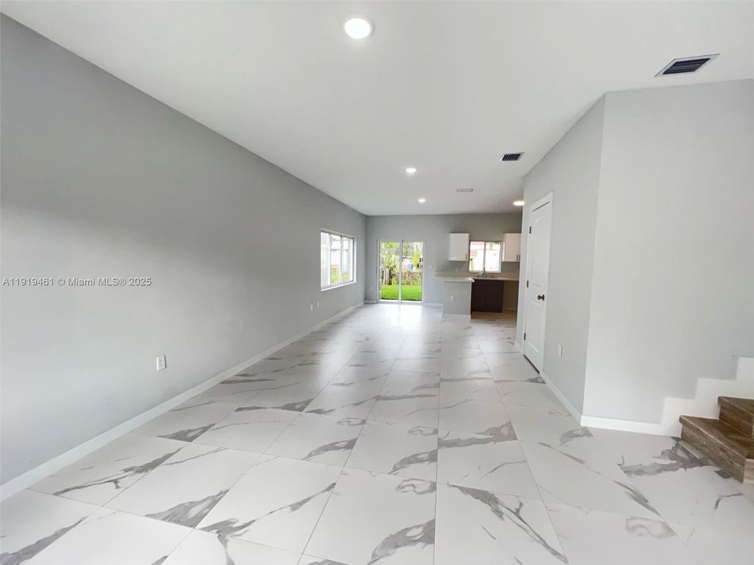 Empty room, Interior, Kitchen, Marble, Recessed Lighting