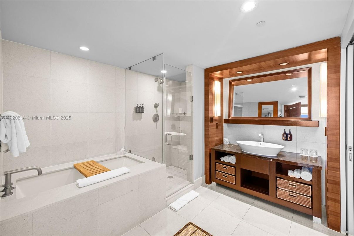 Bathroom, Dual Sink Vanities, Glass Shower, Interior, Recessed Lighting