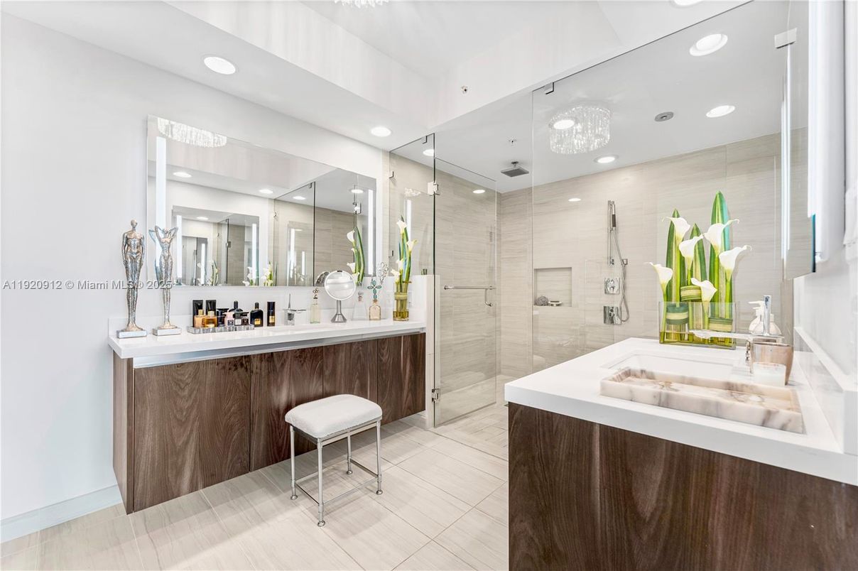 Bathroom, Glass Shower, Interior, Recessed Lighting