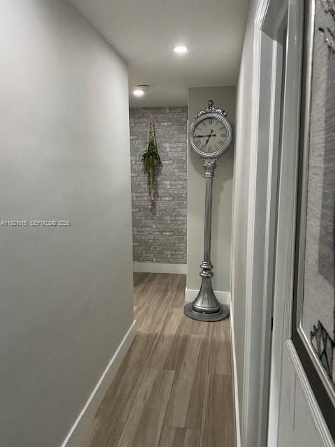 Interior, Recessed Lighting, Stone Walls, Wood Texture Flooring