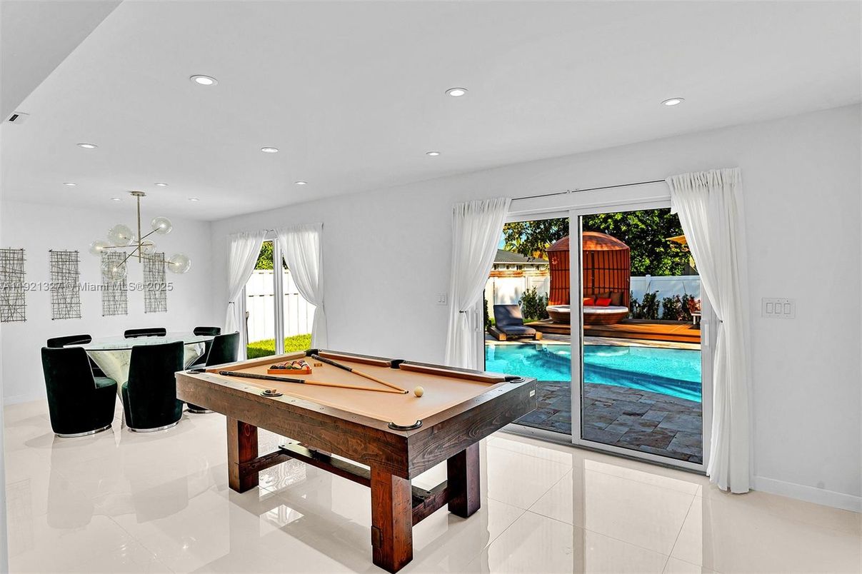 Billiard Table, Game Room, Interior, Pendant Lights, Recessed Lighting