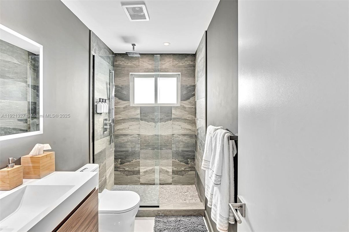 Bathroom, Glass Shower, Interior, Recessed Lighting