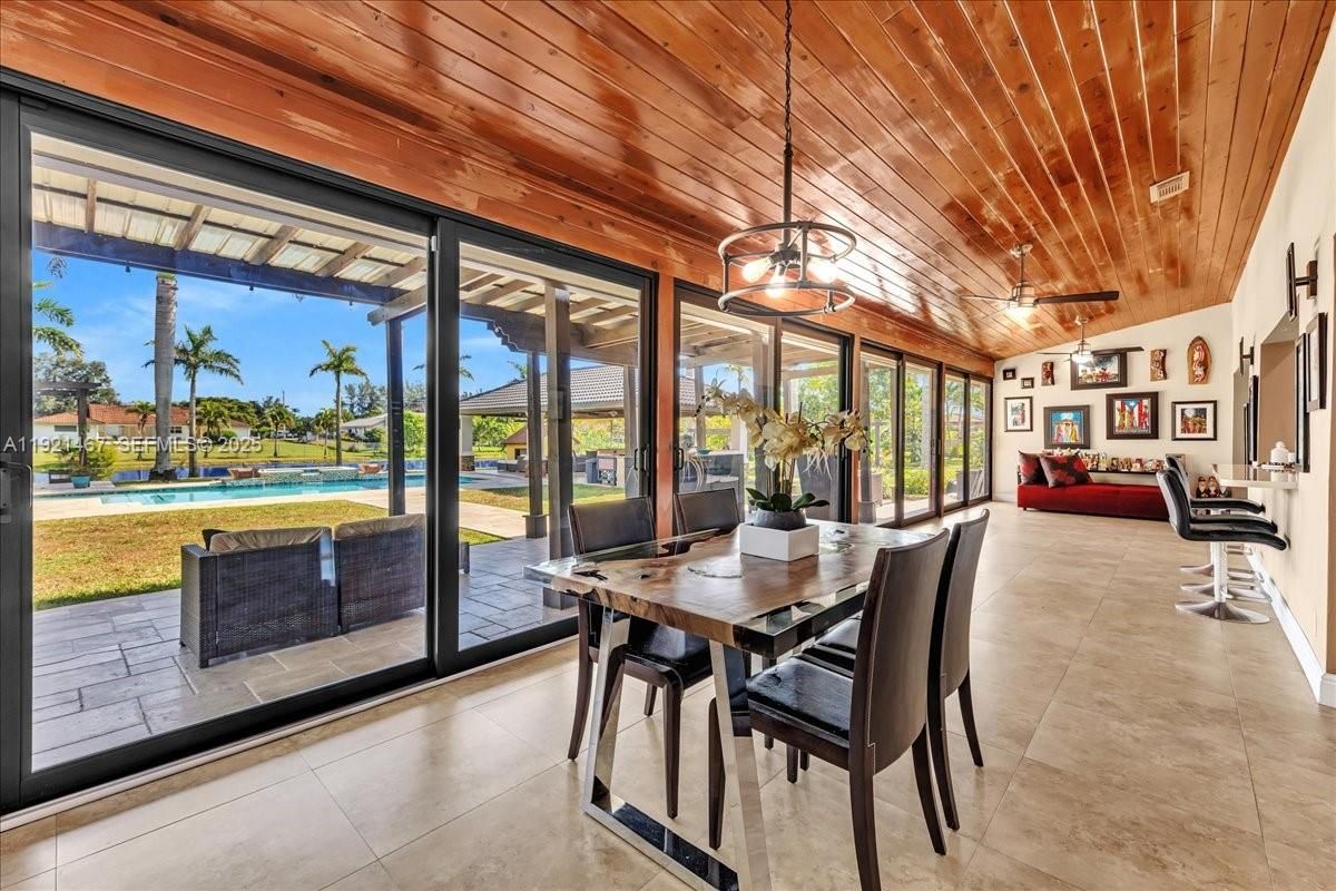 Dining room, Interior, Living room, Pendant Lights, Water, Wooden Ceilings