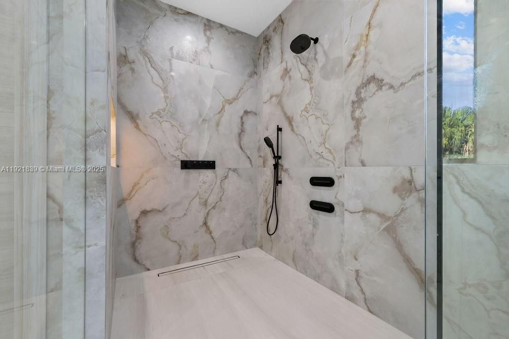 Bathroom, Glass Shower, Interior, Marble Walls