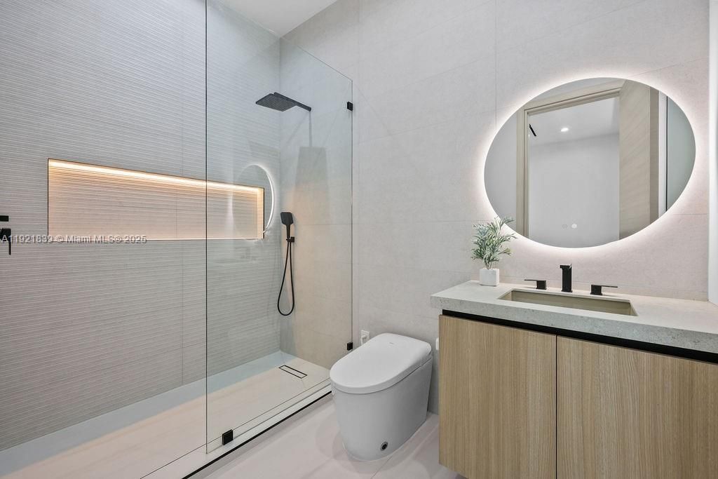 Bathroom, Glass Shower, Interior, Recessed Lighting