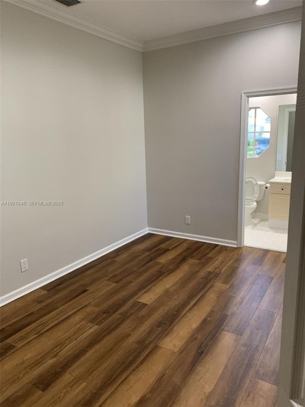 Bathroom, Empty room, Interior, Recessed Lighting, Wood Texture Flooring