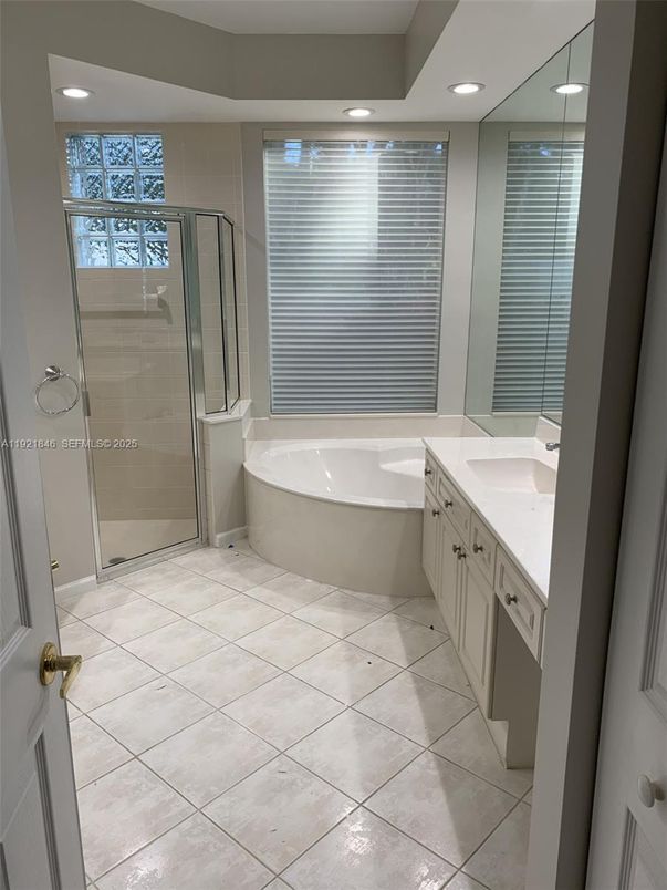 Bathroom, Dual Sink Vanities, Glass Shower, Interior, Recessed Lighting
