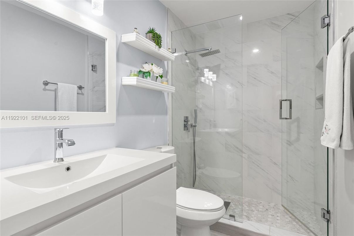 Bathroom, Glass Shower, Interior, Marble Walls
