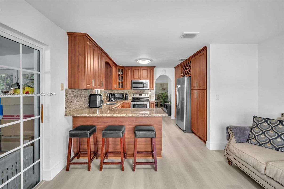 Interior, Kitchen, Stainless Steel Appliances, Wood Texture Flooring