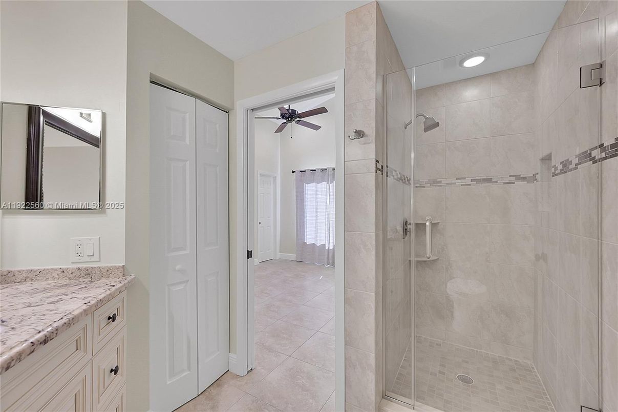 Bathroom, Glass Shower, Interior, Recessed Lighting