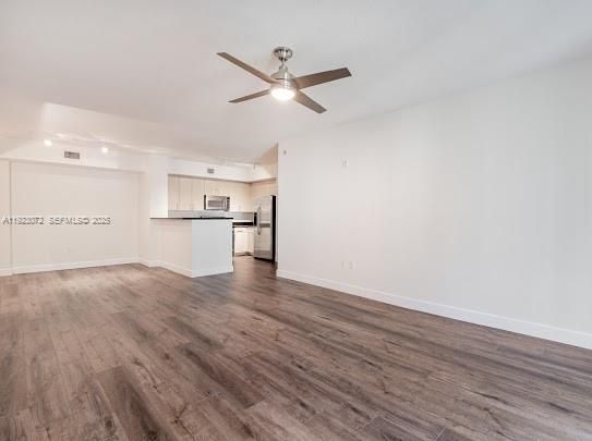 Empty room, Interior, Kitchen, Recessed Lighting, Wood Texture Flooring