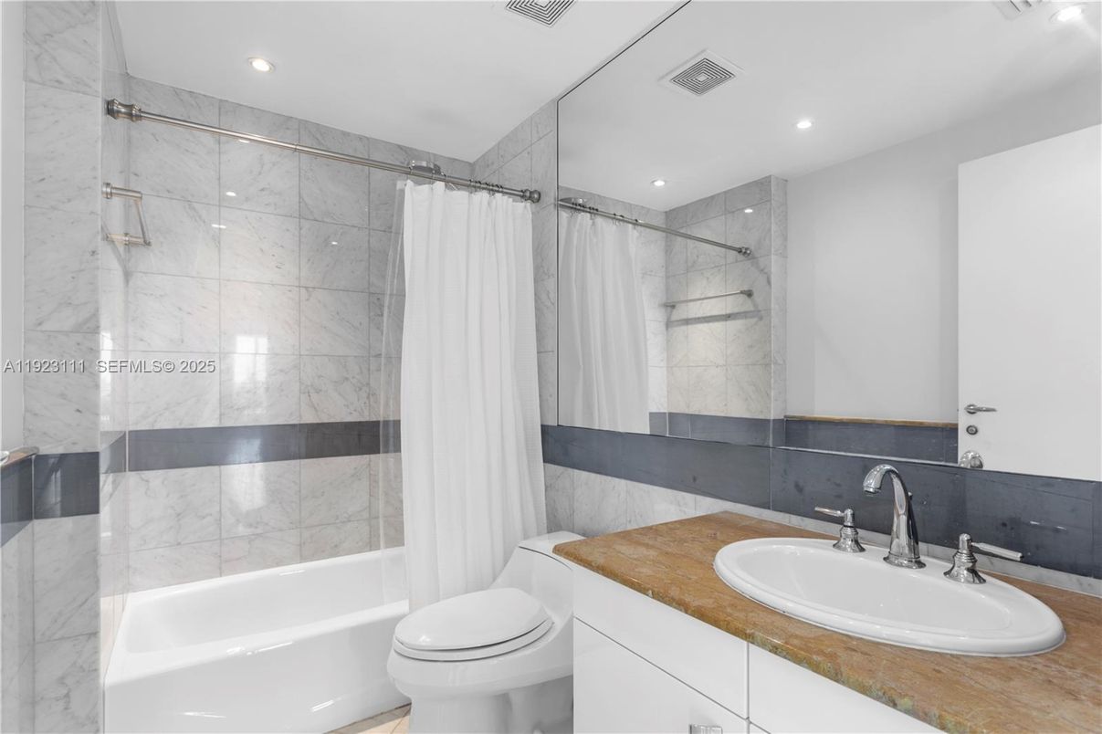 Bathroom, Interior, Marble Walls, Recessed Lighting