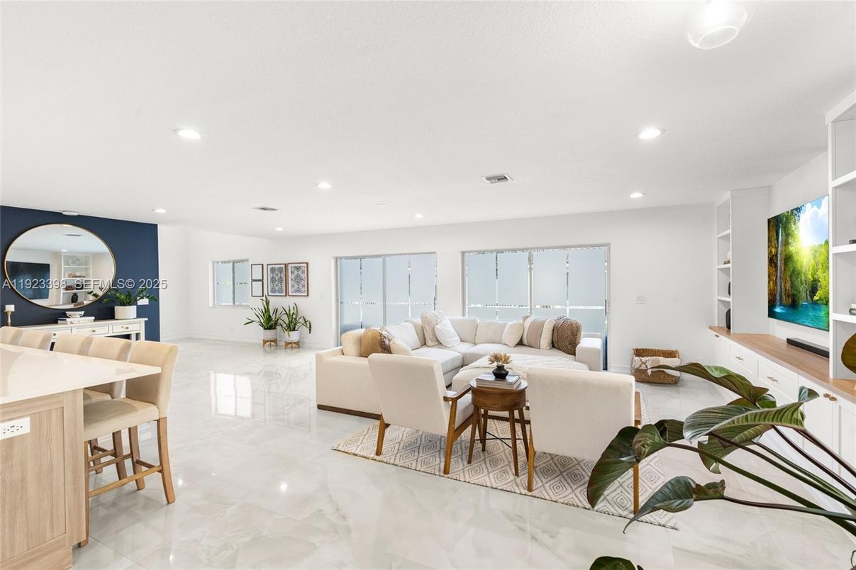 Interior, Living room, Marble, Recessed Lighting