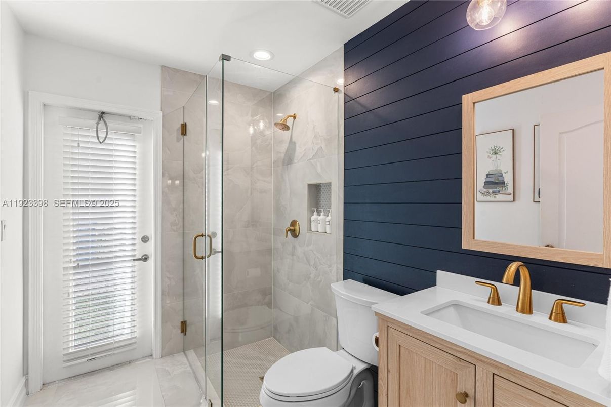 Bathroom, Glass Shower, Interior, Recessed Lighting