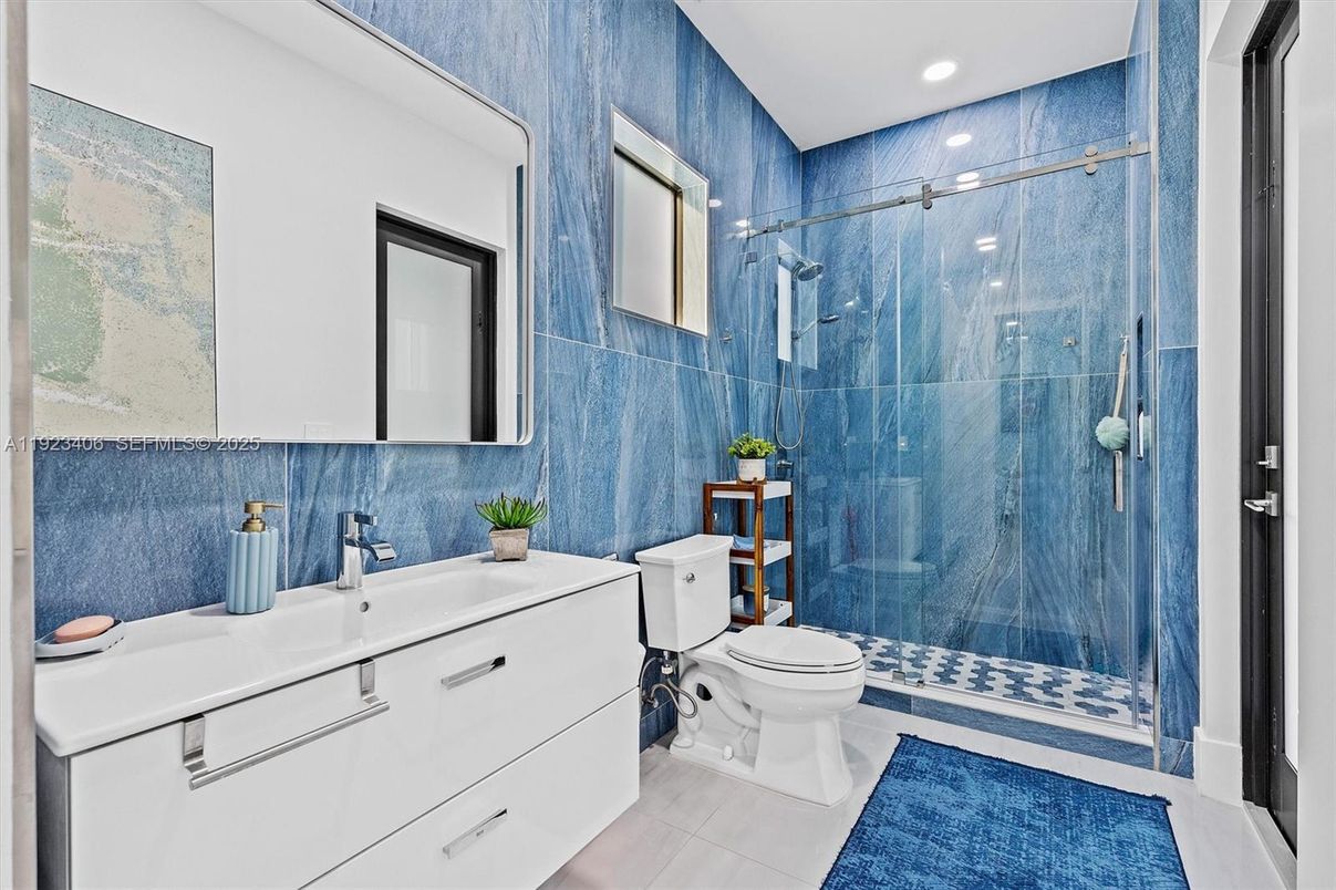 Bathroom, Glass Shower, Interior, Recessed Lighting