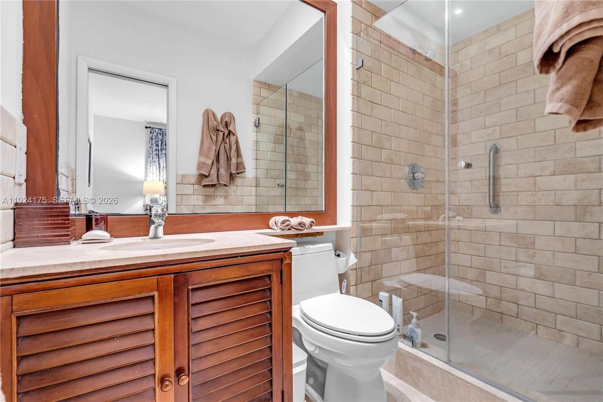 Bathroom, Glass Shower, Interior, Stone Walls