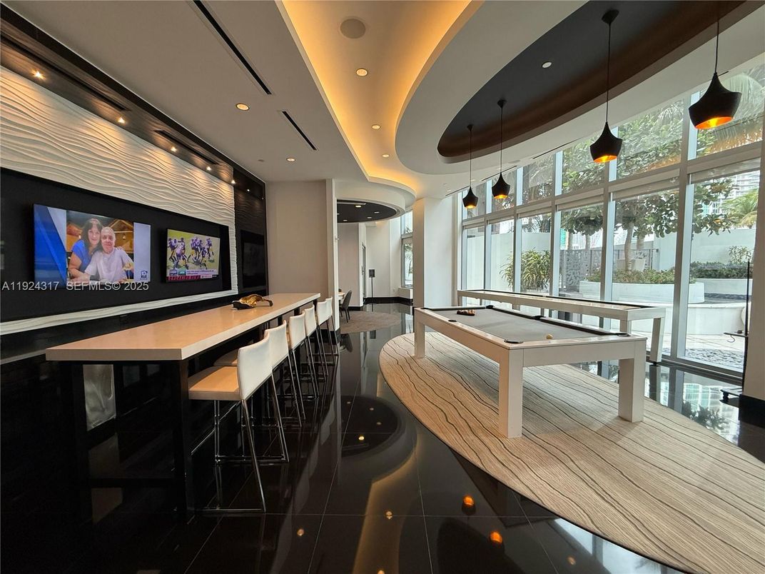 Billiard Table, Game Room, Interior, Pendant Lights, Recessed Lighting