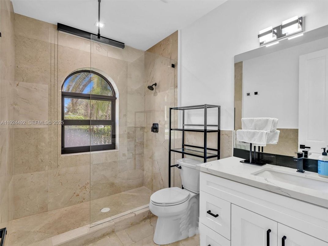 Bathroom, Glass Shower, Interior, Recessed Lighting