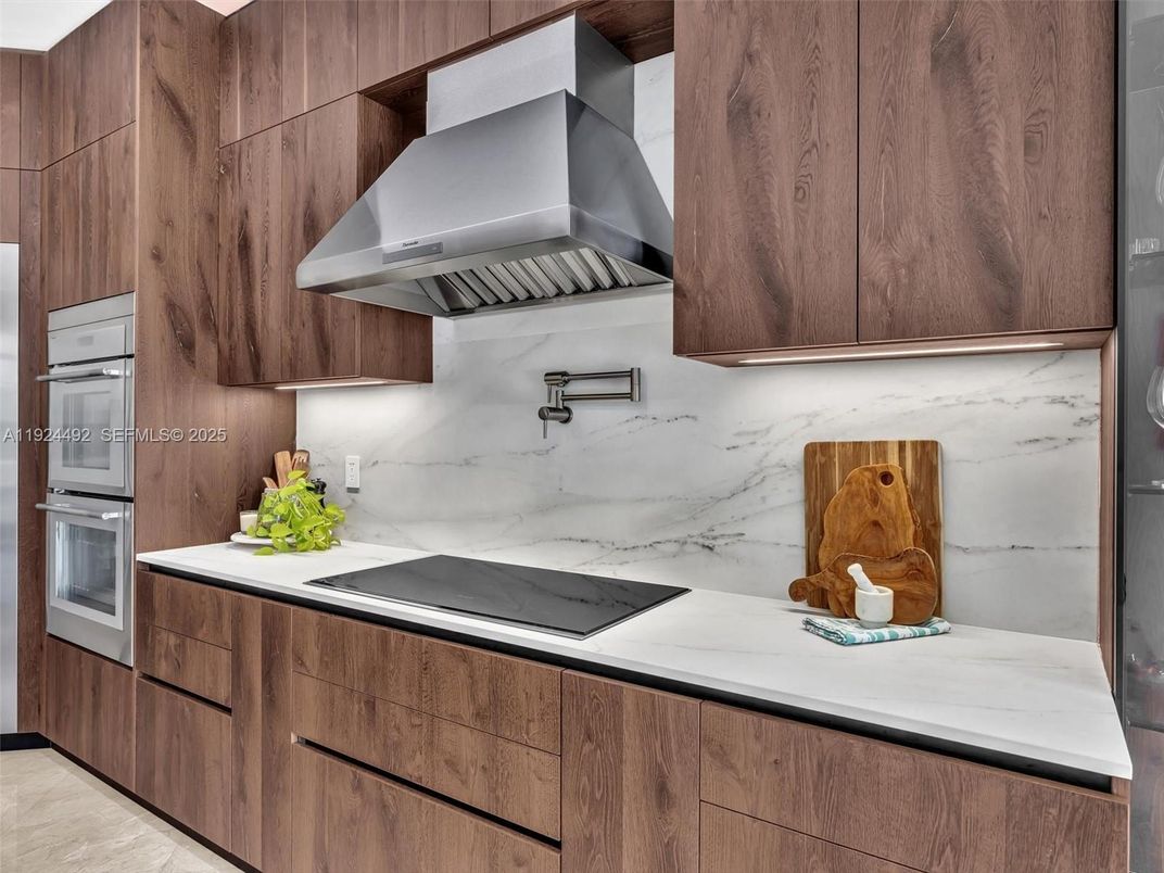 Interior, Kitchen, Marble Walls, Stainless Steel Appliances