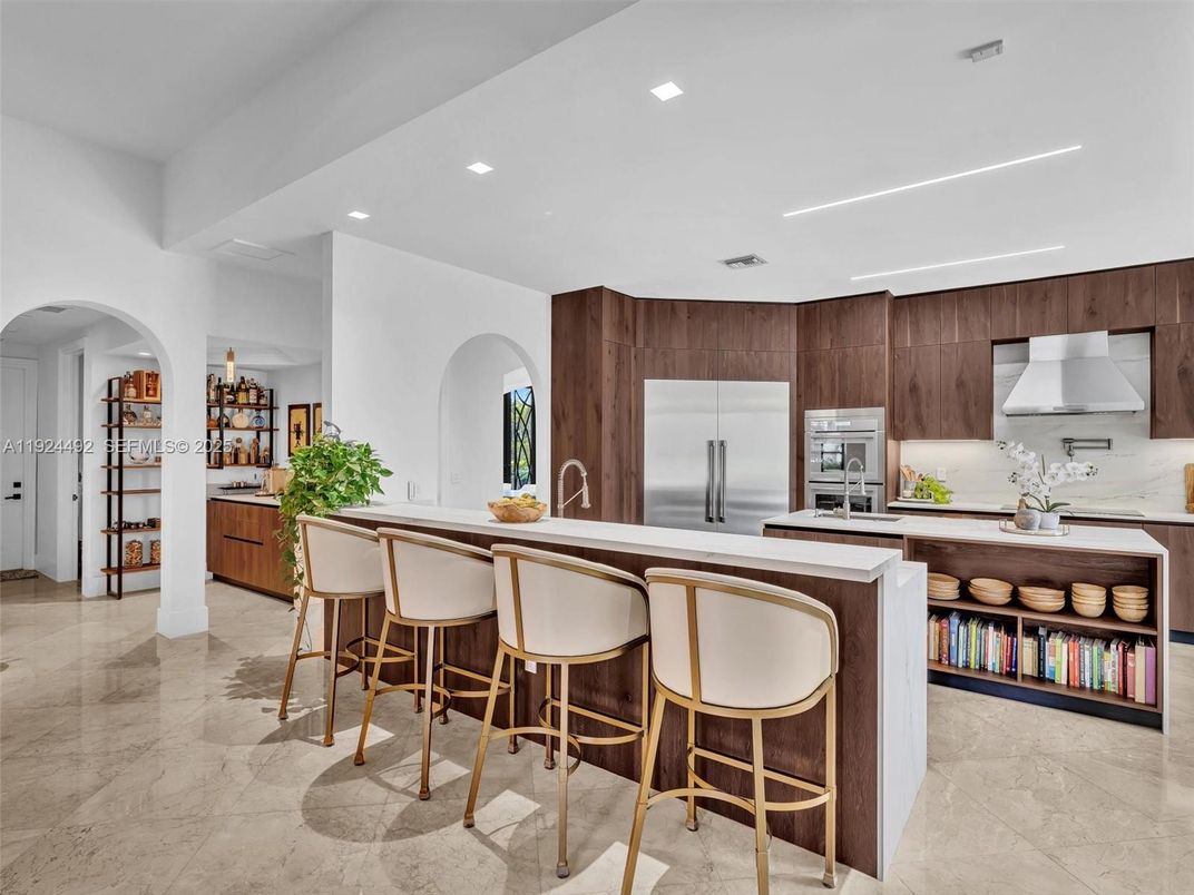 Interior, Kitchen, Marble, Recessed Lighting, Stainless Steel Appliances