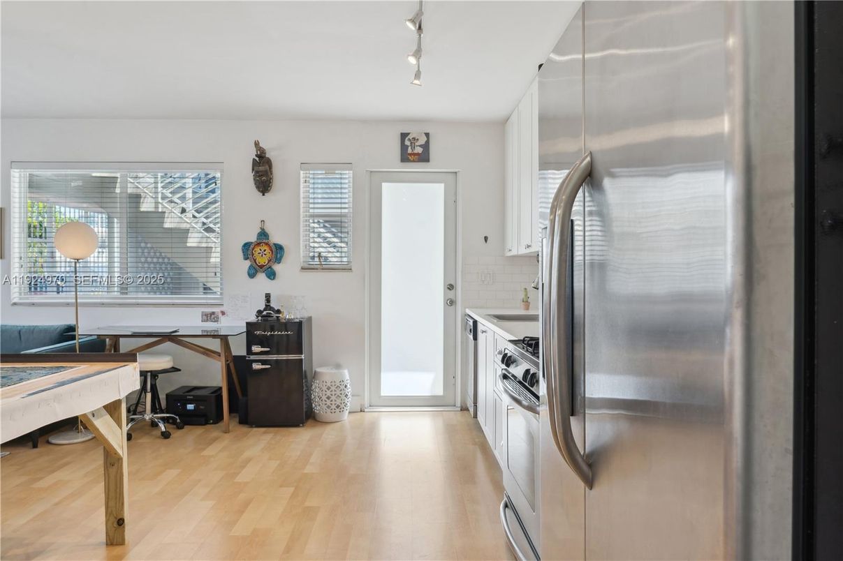 Interior, Kitchen, Stainless Steel Appliances, Wood Texture Flooring