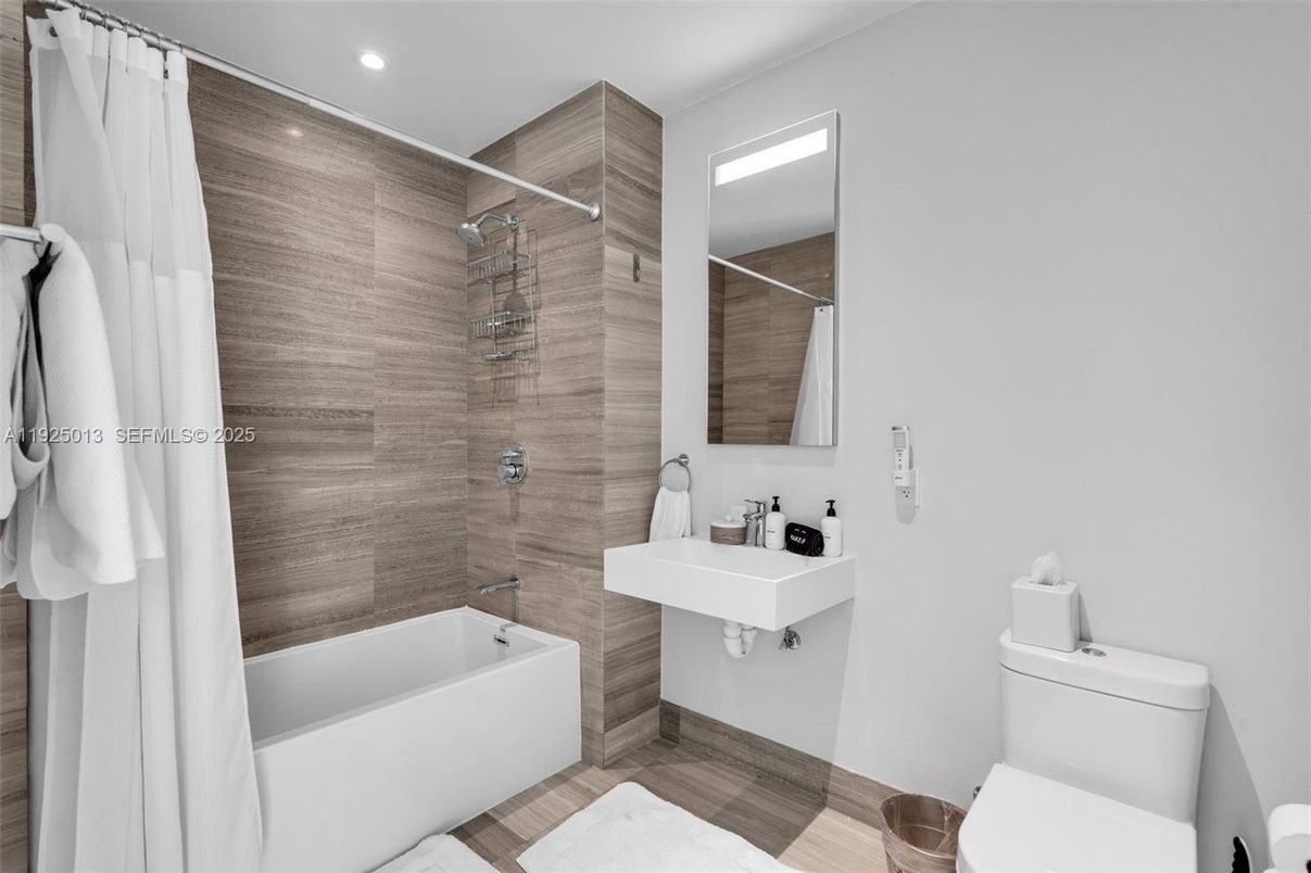 Bathroom, Glass Shower, Interior, Recessed Lighting, Wood Texture Flooring