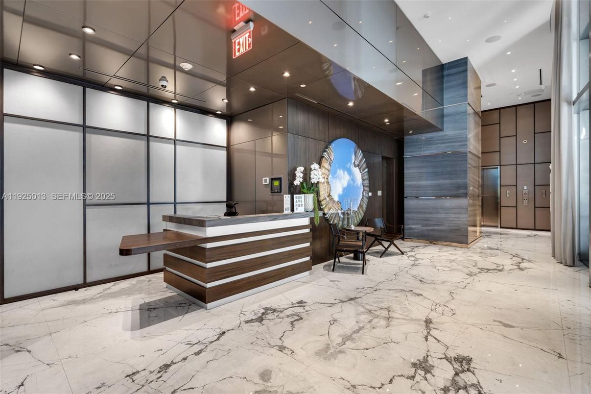 Elevator, Interior, Marble, Recessed Lighting