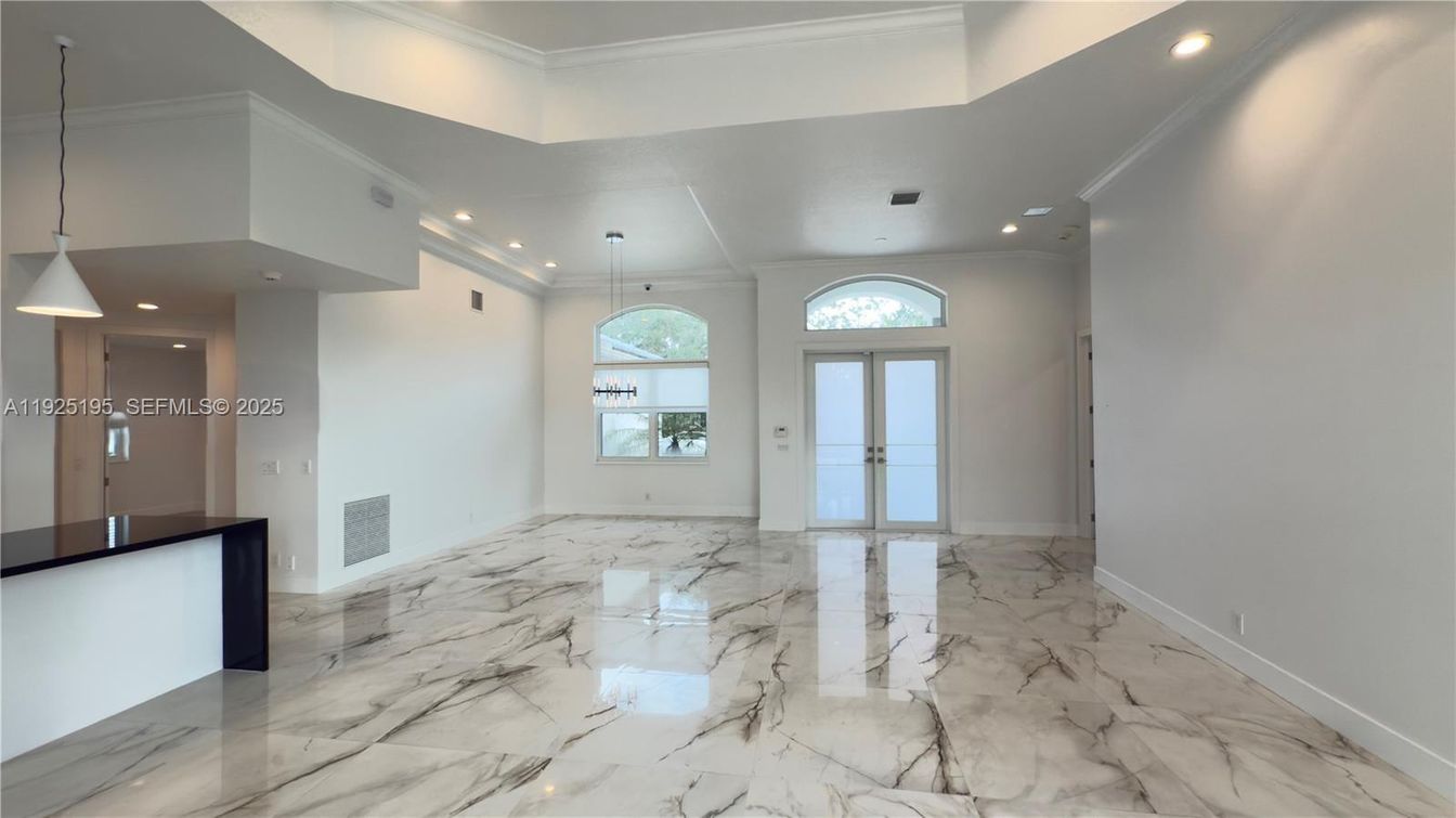 Empty room, Interior, Marble, Pendant Lights, Recessed Lighting
