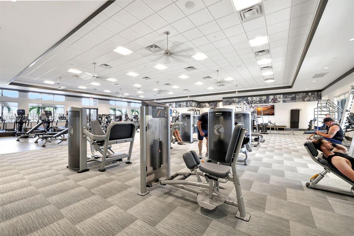Fitness Equipment, Gym, Interior, Recessed Lighting