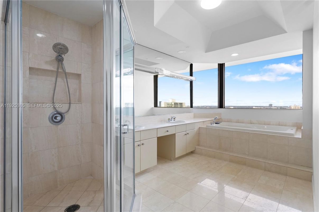 Bathroom, Glass Shower, Interior, Recessed Lighting