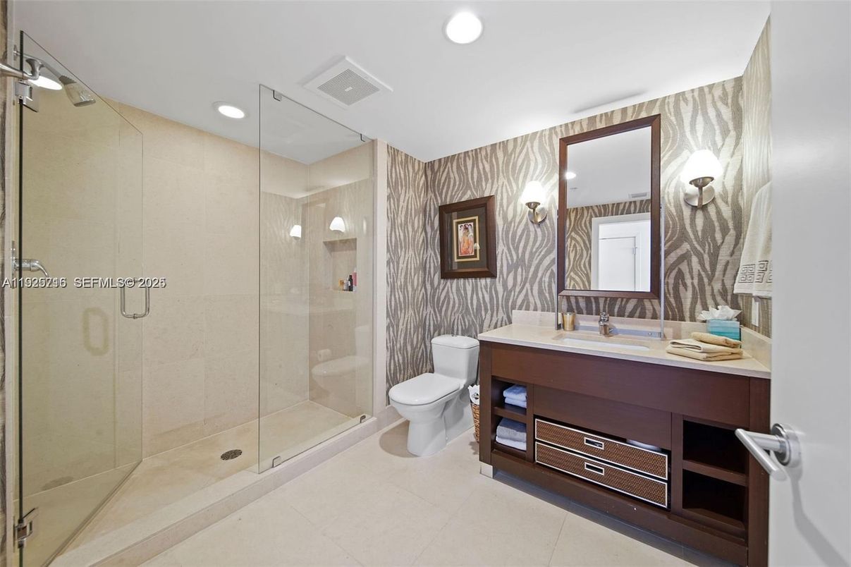 Bathroom, Glass Shower, Interior, Recessed Lighting