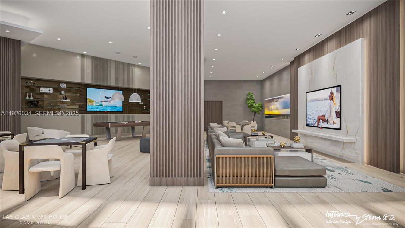 Interior, Living room, Recessed Lighting, Wood Texture Flooring