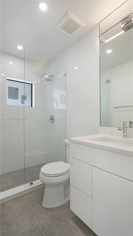 Bathroom, Glass Shower, Interior, Recessed Lighting