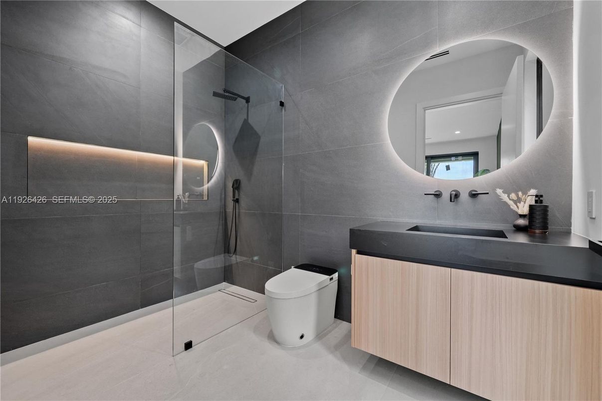Bathroom, Glass Shower, Interior, Recessed Lighting